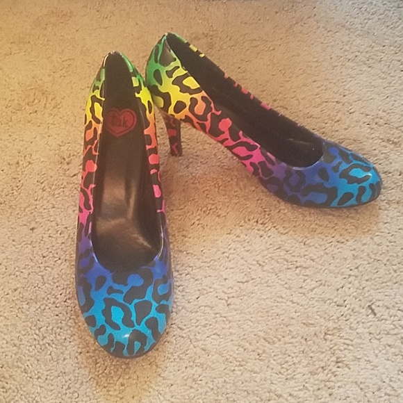 T.U.K. Rainbow Leopard High Heels Pumps